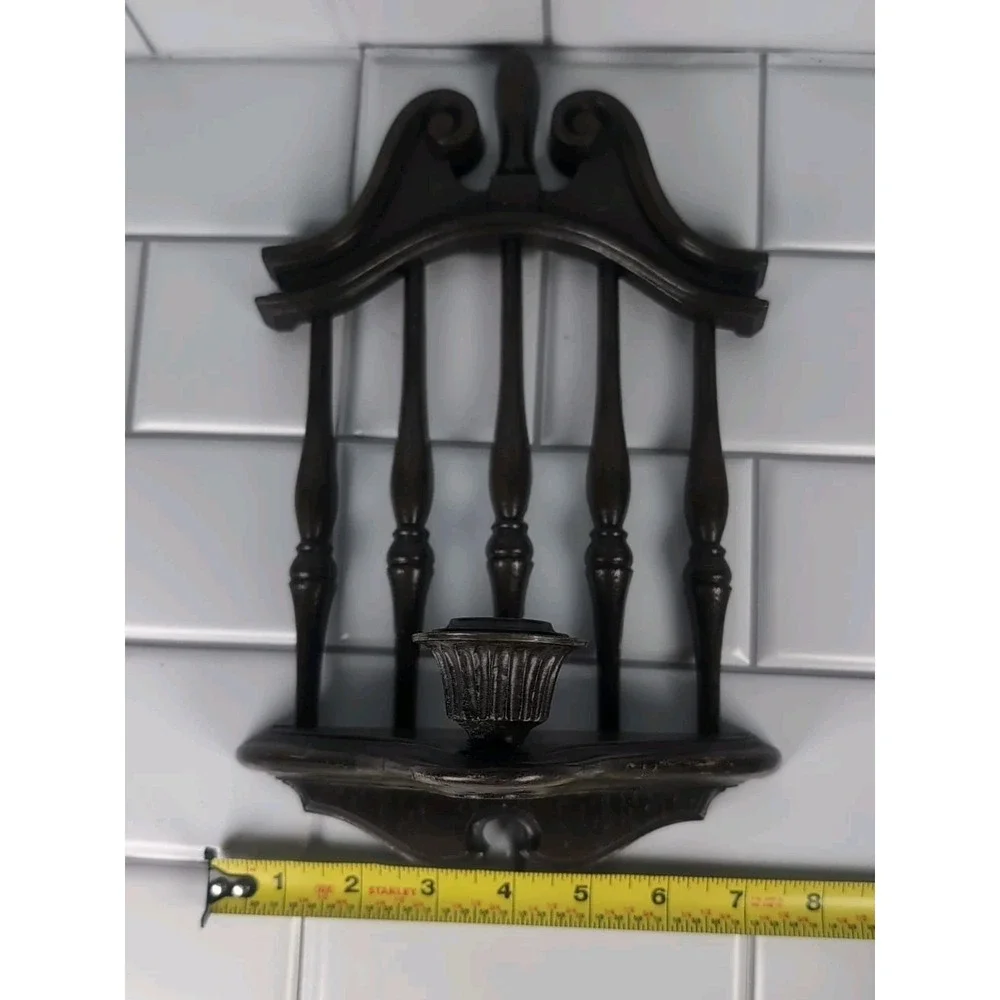 1970's Homco #4155 Molded Sconce Candle Holder Plastic Brown Wall Hanging Vintag